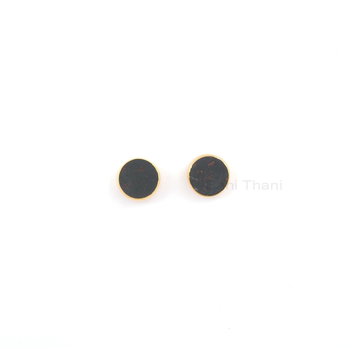 Elegant Tiny Cute Bloodstone Stud Earrings, Round 9mm Gemstone Stud Earrings, 925 Silver 18k Gold Plated Earring, Womens Gift Post Earring