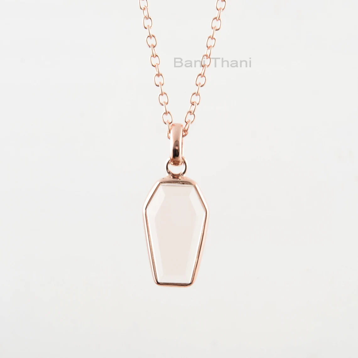 Morganite Necklace - Solid Silver - Gold Plated Pendant Necklace - 10x17mm Coffin - Statement Jewelry - Gift For Lady - Jewelry for Prom