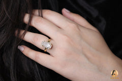Coffin Silver Ring - Black Rutile Gemstone Ring - 925 Sterling Silver Prong Set Ring - Gold Plated Wedding Gift Ring - Birthday Gift for Her