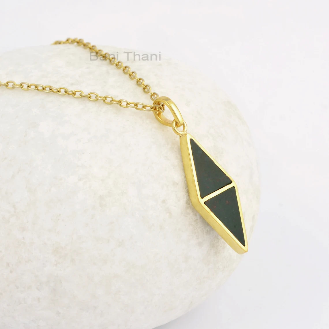 Bloodstone Necklace - 925 Silver - Gemstone Pendant Necklace - 10x13mm Triangle - Matching Jewelry - Gift For Ladies - Jewelry For Graduate