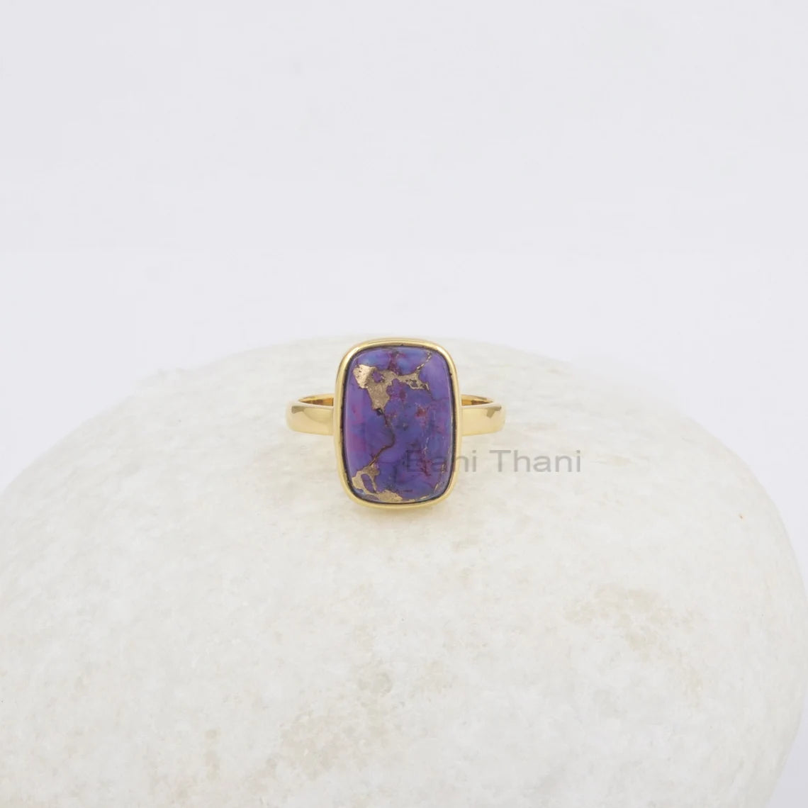 Purple Turquoise Ring - 925 Silver Ring - 10x14mm Cushion Gemstone - Handmade Jewelry - Minimalist Ring - Gift for Wife - Jewelry for Girls