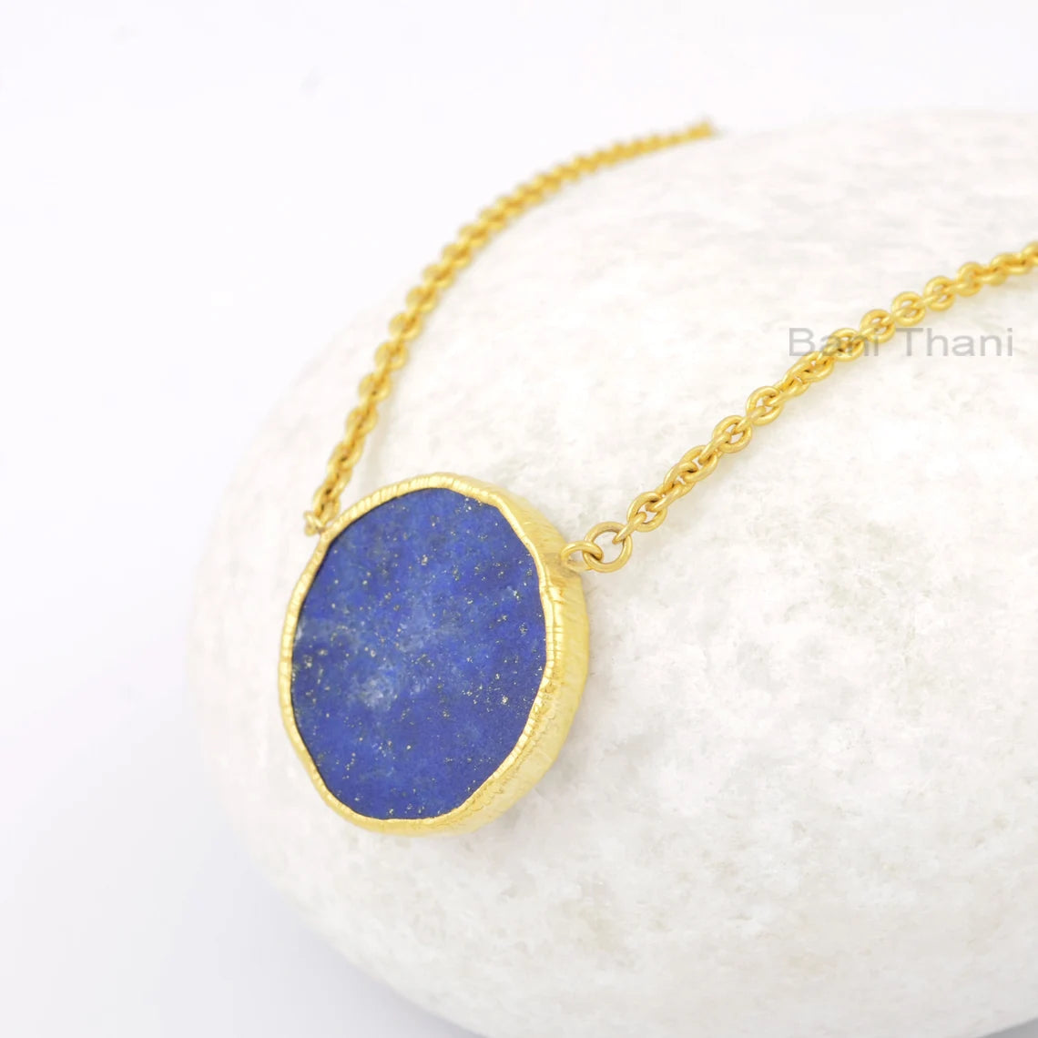 Lapis Lazuli Necklace - Pure Silver - Handcrafted Pendant Necklace - 22mm Round - Natural Stone - Gift For Graduate - Jewelry For Designer