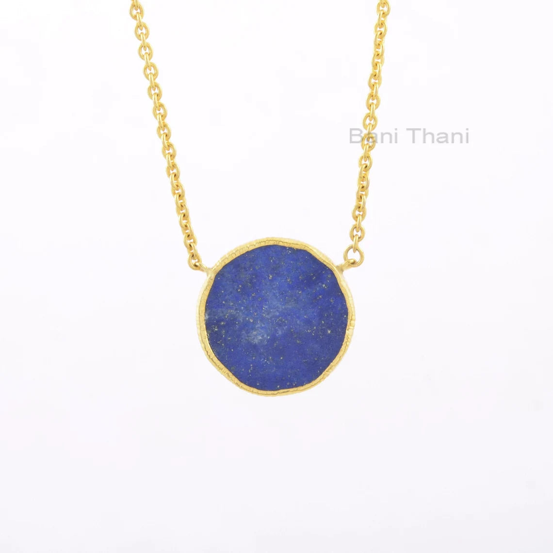 Lapis Lazuli Necklace - Pure Silver - Handcrafted Pendant Necklace - 22mm Round - Natural Stone - Gift For Graduate - Jewelry For Designer