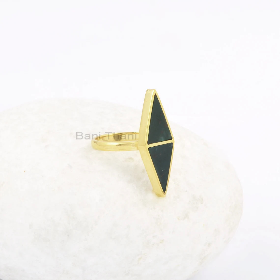 Bloodstone Double Triangle Ring - 10x13mm Gemstone Ring - 925 Solid Silver Ring - Gold Plated Ring - Ring for Women - Jewelry for Birdesmaid