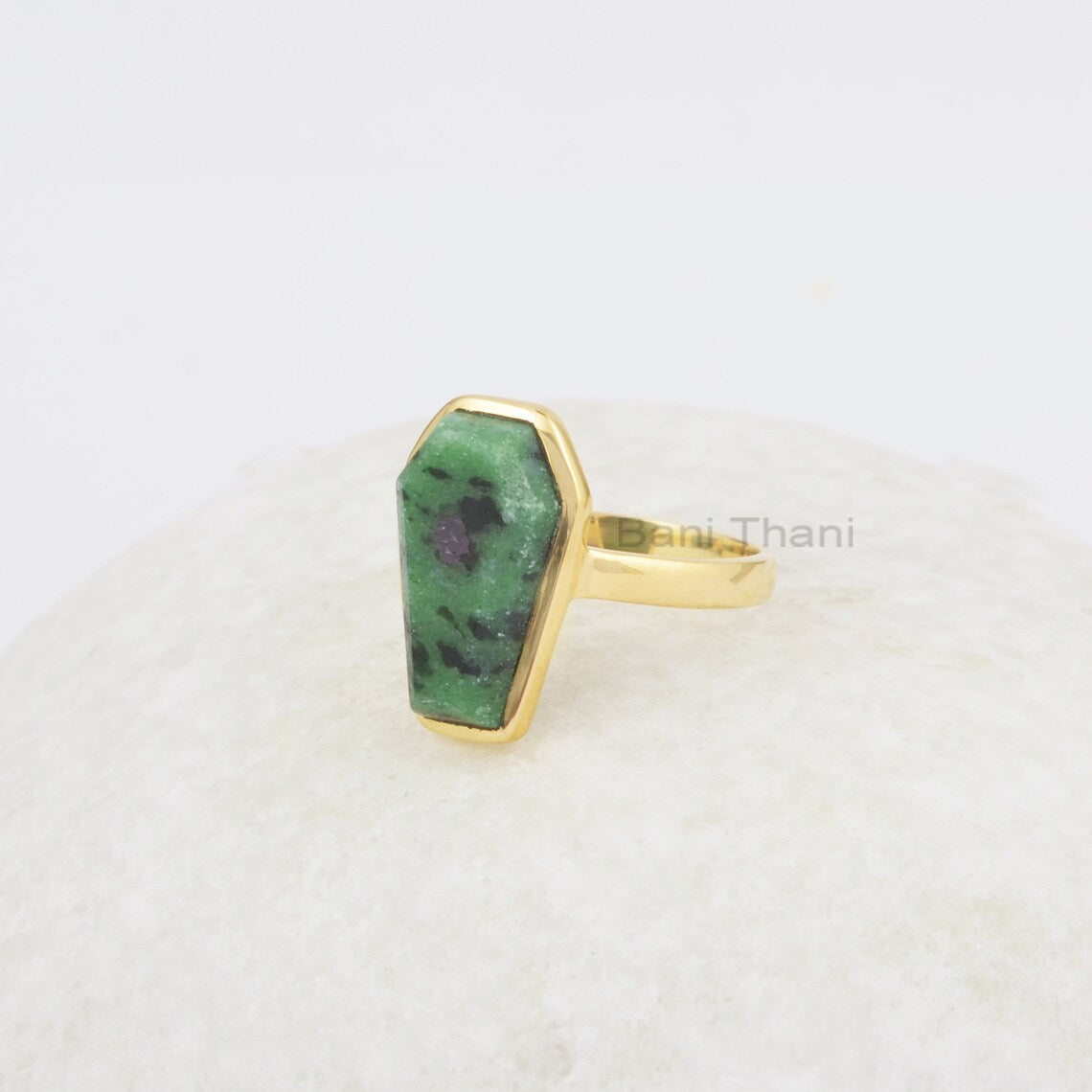 Ruby Zoisite Ring - 925 Sterling Silver - 10x17mm Coffin Ring - Rose Gold Ring - High Quality Jewelry - Gift For Her - Jewelry For Healing