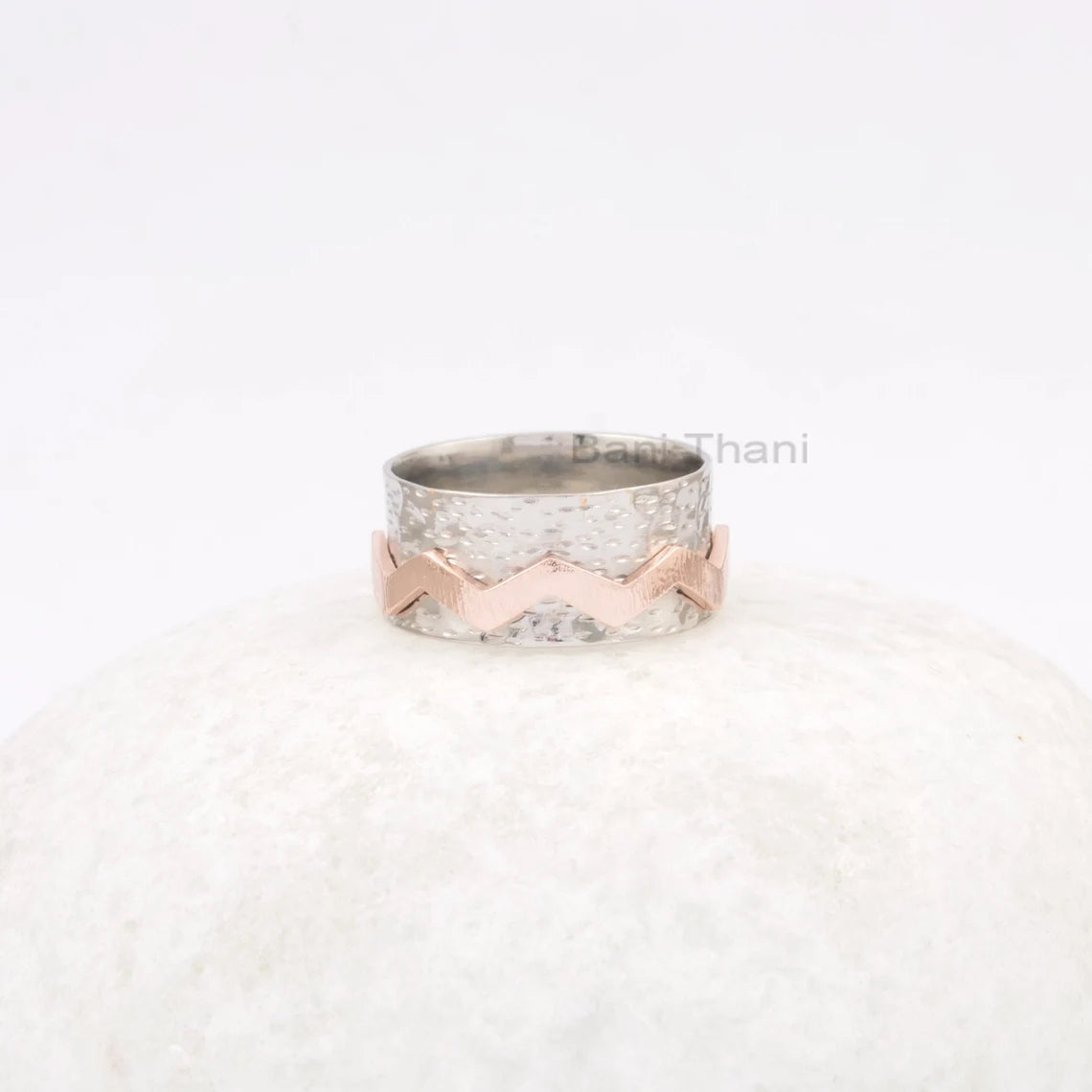 Silver Spinner Ring - Zig Zag Spinning Band - Fidget Spinner Ring - Yoga Ring - Anxiety Ring - Gift for Anniversary- Jewelry for Sale
