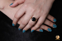 Round Black Onyx Gemstone Ring, 925 Sterling Silver Ring, Gold Plated Onyx Ring, Wedding Gift Ring, Girls Ring, Prong Set Ring, Dainty Ring