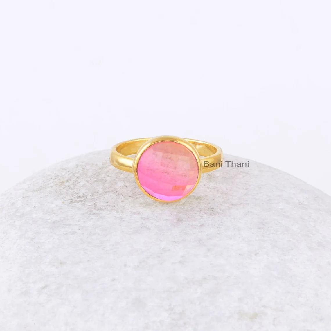 Bio Tourmaline Quartz Gemstone Ring - Gold Plated 925 Sterling Silver Handmade Ring - Jewelry for Bride - Jewelry for Artist - Gift for Her