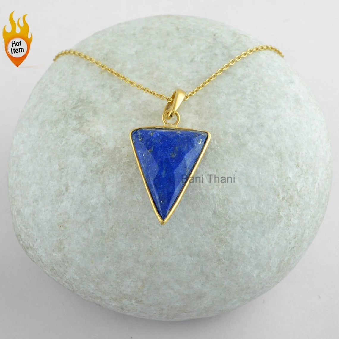 Blue Lapis Lazuli Necklace - Handcrafted Necklace - 20x24mm Triangle - 925 Silver - Manmade Jewelry - Jewelry For Protection - Gift For Prom