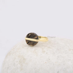 Black Copper Shell Ring - 12mm Round - Gold Plated Ring - Gemsotne Ring - Pure Silver - Elegant Jewelry - Gift for Ladies - Jewelry for Mom