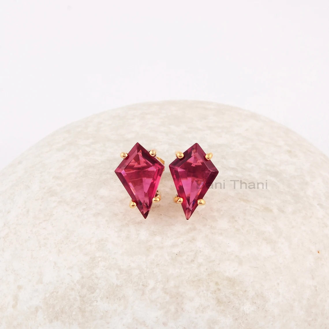 Pink Tourmaline Stud Earrings - Sterling Silver - Gemstone Studs - Kite Cut - Wholesale Jewelry - Gift For Christmas - Jewelry For Artist