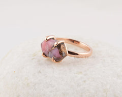 Pink Opal Ring - Gemstone Rings - 925 Silver Ring - Copper Pink Opal - Rose Gold Ring - Gift for friend - Jewelry for Sale - Handmade Ring