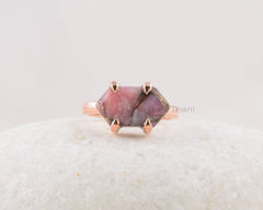 Pink Opal Ring - Gemstone Rings - 925 Silver Ring - Copper Pink Opal - Rose Gold Ring - Gift for friend - Jewelry for Sale - Handmade Ring