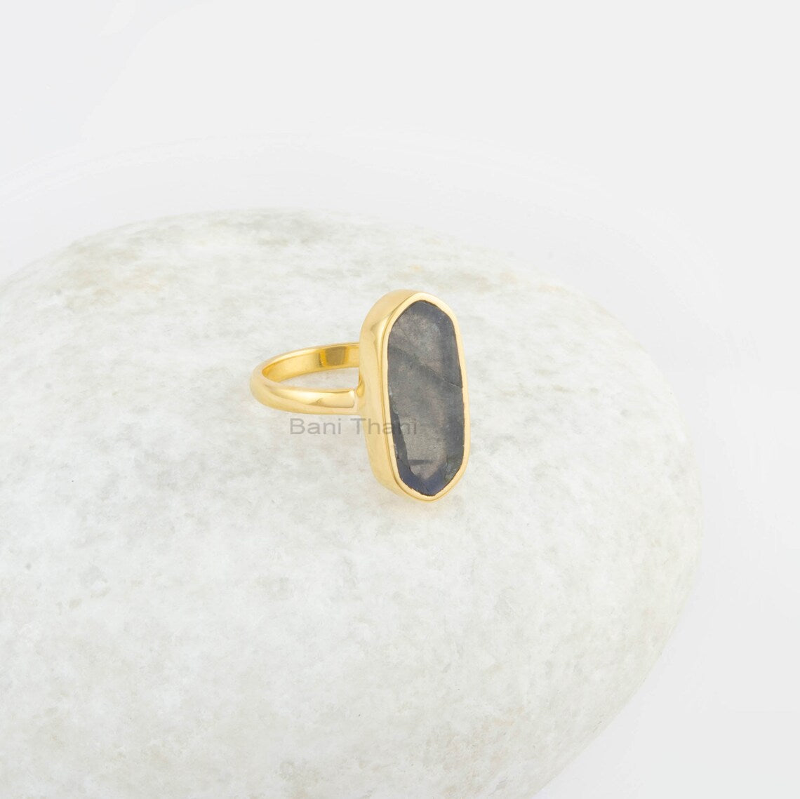 Labradorite Gemstone Ring - 925 Silver Ring - Gold Plated Ring - 8x18mm Fancy Ring - Jewelry for Women - Gift for Her- Gift for Young Ladies