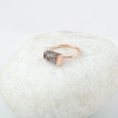 Pink Opal Ring - Copper Gemstone Ring - 925 Sterling Silver - Ring for Womens - Handmade Ring - Rose Gold Ring - Gift for Her - 7x12mm Ring