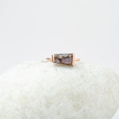 Pink Opal Ring - Copper Gemstone Ring - 925 Sterling Silver - Ring for Womens - Handmade Ring - Rose Gold Ring - Gift for Her - 7x12mm Ring