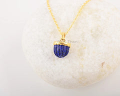 Acorn Pendant - Lapis Lazuli Necklace - Solid Silver - Gold Plated Pendant Necklace - Carved Jewelry - Gift For Protection -Jewelry For Prom