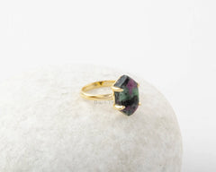 Ruby Zoisite Ring - 925 Pure Silver - Handcrafted Ring - Hexagon Gemstone Ring - Semi Precious Jewelry -Jewelry for The Beach - Gift for Mom