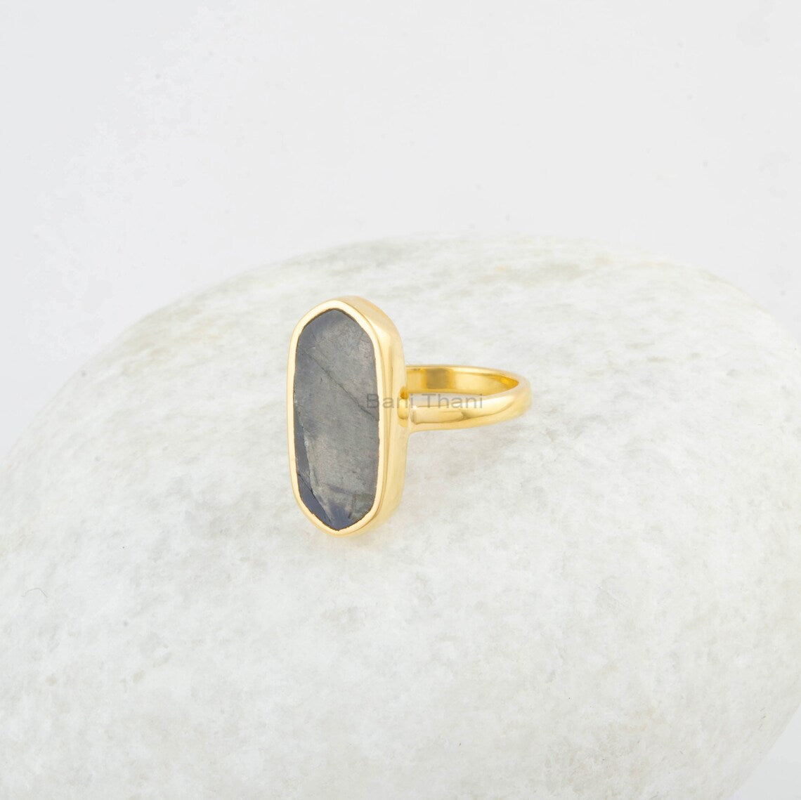 Labradorite Gemstone Ring - 925 Silver Ring - Gold Plated Ring - 8x18mm Fancy Ring - Jewelry for Women - Gift for Her- Gift for Young Ladies