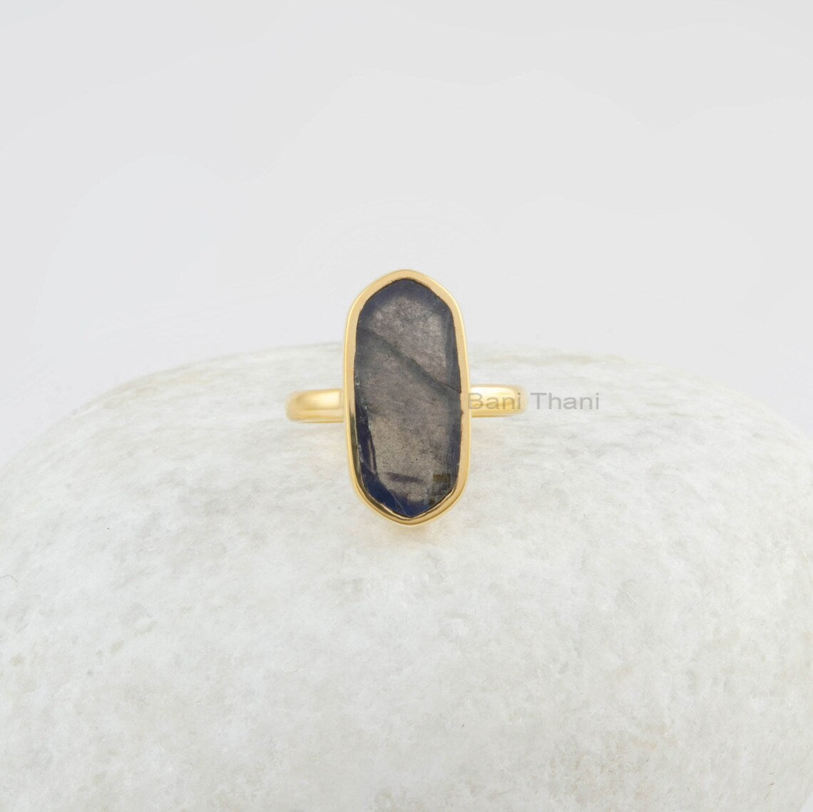 Labradorite Gemstone Ring - 925 Silver Ring - Gold Plated Ring - 8x18mm Fancy Ring - Jewelry for Women - Gift for Her- Gift for Young Ladies