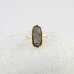 Labradorite Gemstone Ring - 925 Silver Ring - Gold Plated Ring - 8x18mm Fancy Ring - Jewelry for Women - Gift for Her- Gift for Young Ladies