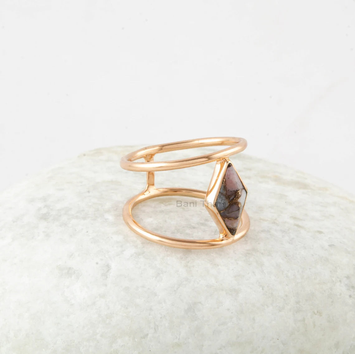 Pink Opal Copper Ring - Gemstone Ring - 7x12mm Diamond - 925 Silver - Ring for Women - Handmade Ring - Jewelry for Best Friend -Gift for Her