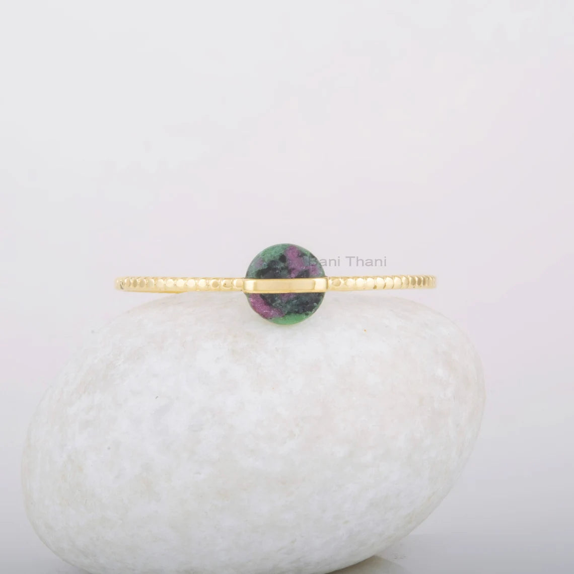 Ruby Zoisite Bracelet - Adjustable Bangle - Gemstone Silver Cuff Bracelet - Gold Plated Bracelet - 12mm Round Bracelet - Jewelry for Women