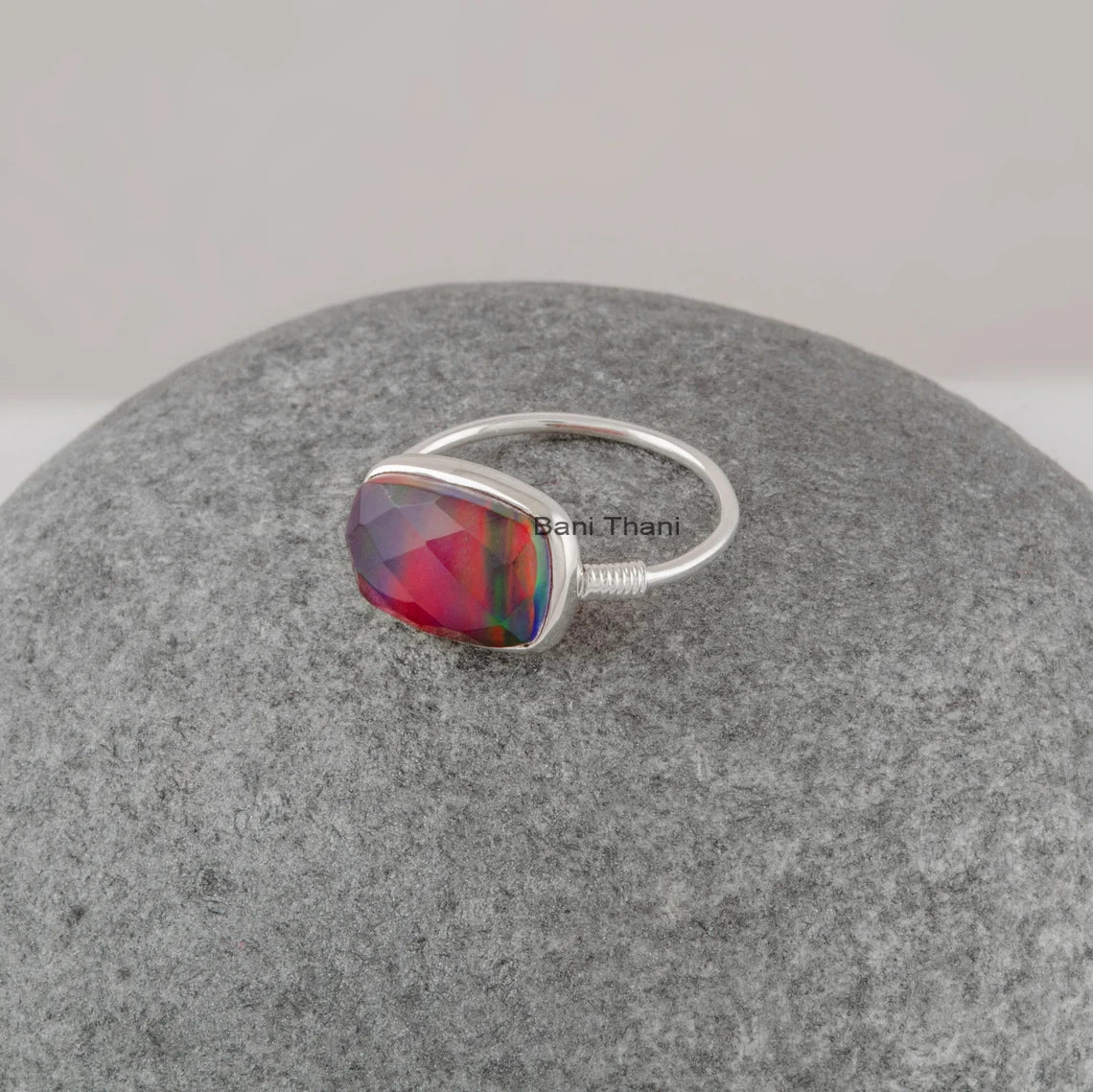 Pure Silver - Opal Gemstone Ring - Handcrafted Ring - Birthstone Jewelry - Gift For Daughter - Jewelry for Girls - Jewelry for Bridesmaids