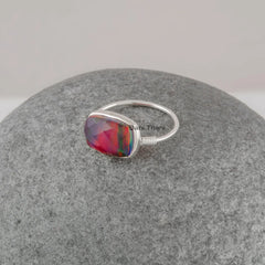 Pure Silver - Opal Gemstone Ring - Handcrafted Ring - Birthstone Jewelry - Gift For Daughter - Jewelry for Girls - Jewelry for Bridesmaids