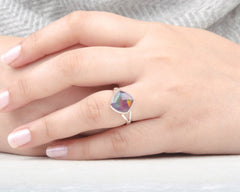 Opal Wedding Gift Ring - Rings for Wife - Gemstone Bezel Ring - Pure Sterling Silver - Stone Jewelry - Gift for Her - Jewelry for Protection