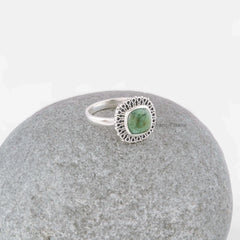 Statement Ring, Natural Emerald Cushion Gemstone Ring, Bohemian Delicate Ring, 925 Sterling Silver Spiral Ring, Gift for Her Vintage Jewelry