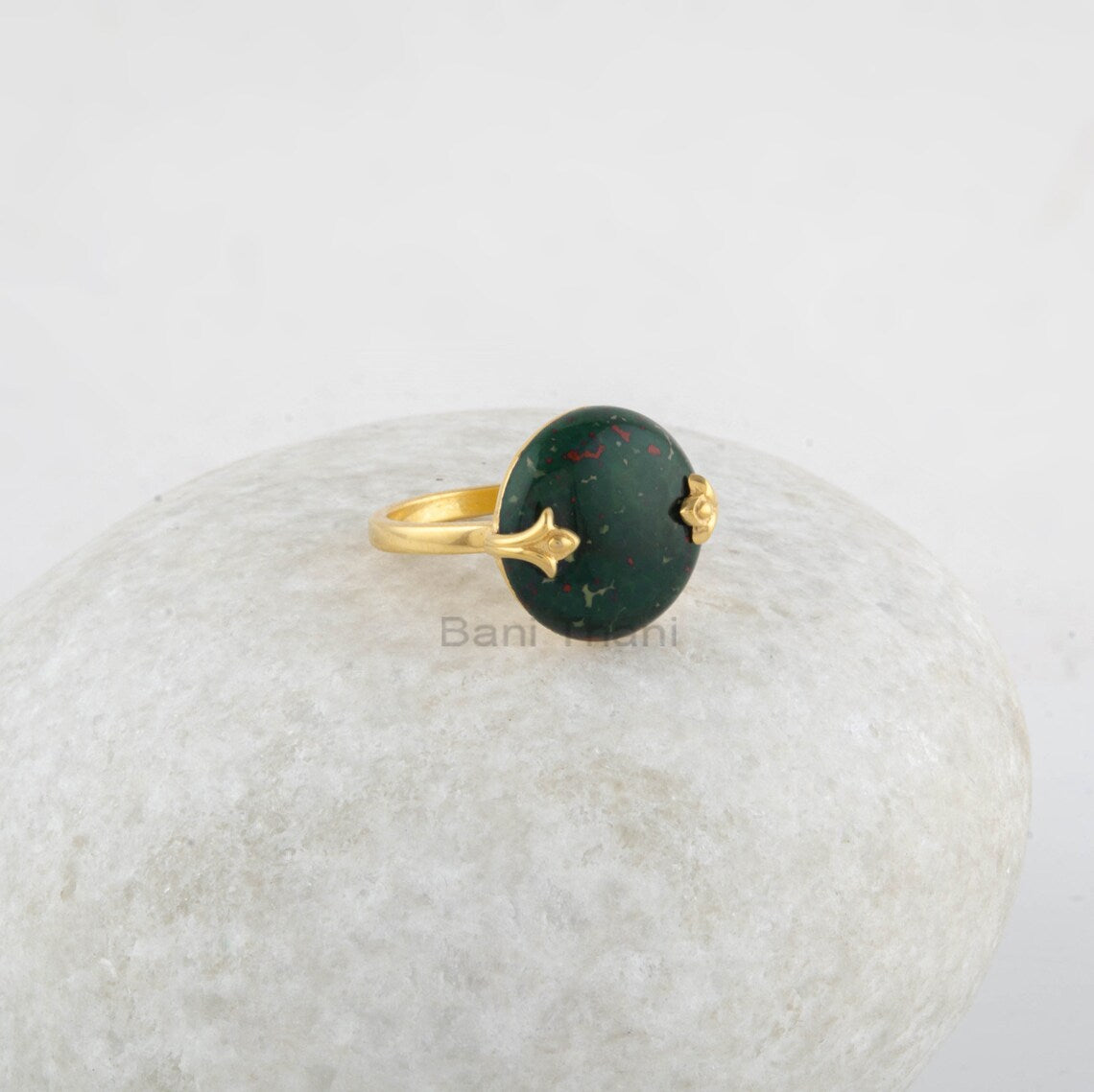 Wedding Ring - Bloodstone Ring - Gemstone Ring - Round Prong Ring - 925 Solid Silver - Gold Plated Ring - Jewelry for Prom - Elegant Ring