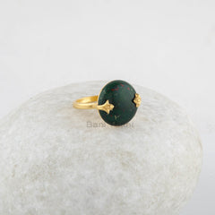 Wedding Ring - Bloodstone Ring - Gemstone Ring - Round Prong Ring - 925 Solid Silver - Gold Plated Ring - Jewelry for Prom - Elegant Ring