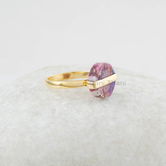 Dahlia Purple Turquoise Ring - Solid Silver - Gold Plated Ring - High Quality Jewelry - Gift for Wedding - Jewelry for Spouse - Round Ring