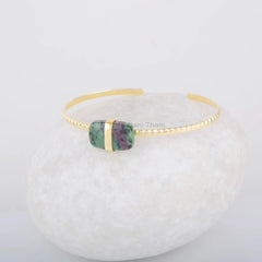 Ruby Zoisite Cushion Bracelet - Adjustable Bangle - Silver Cuff Bracelet - Gold Plated Bracelet - 9x14mm Gemstone Bracelet - Birthday Gift