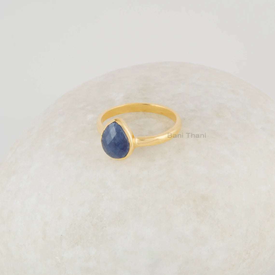 Natural Blue Sapphire Ring - Gemstone Silver Ring for Women - Solid 925 Sterling Silver Ring - Gold Plated Handmade Ring - Jewelry for Girls