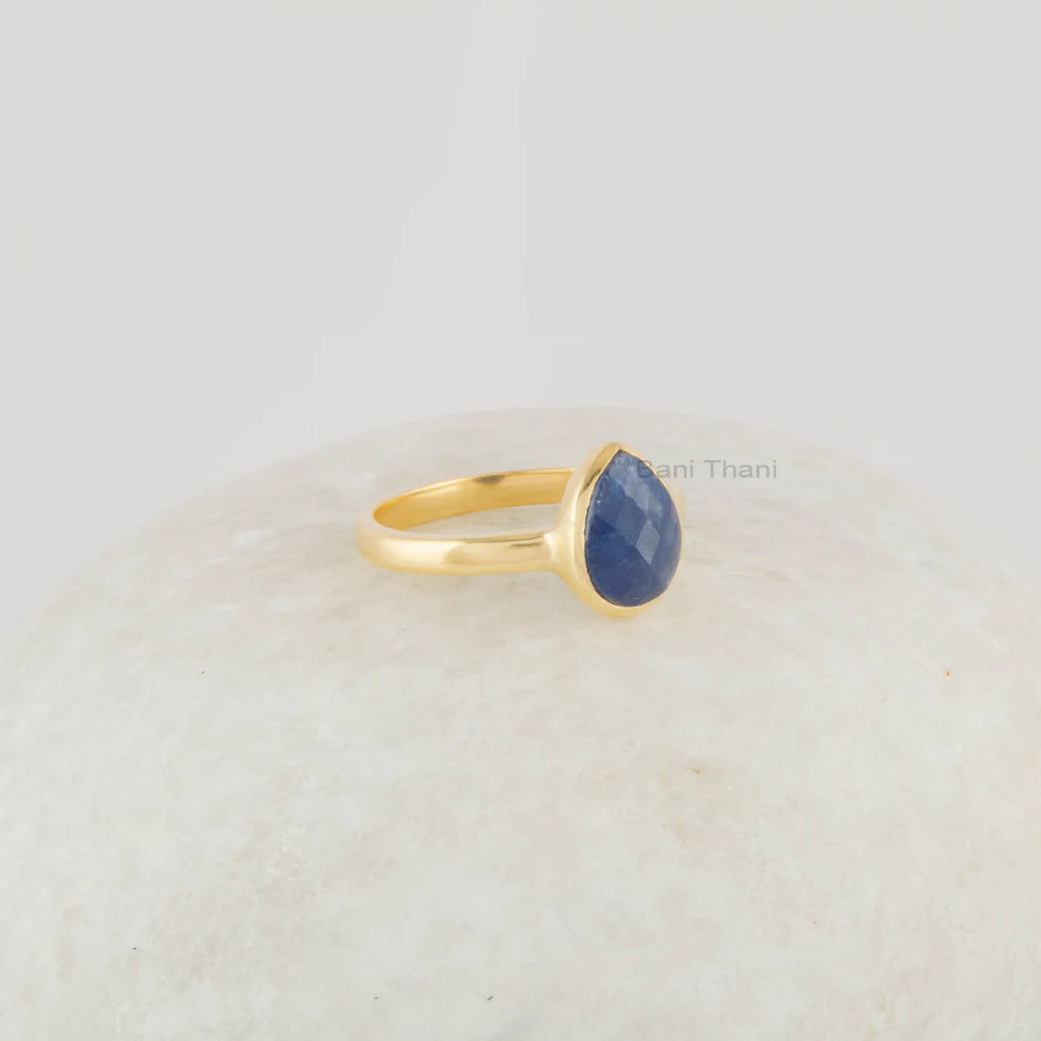 Natural Blue Sapphire Ring - Gemstone Silver Ring for Women - Solid 925 Sterling Silver Ring - Gold Plated Handmade Ring - Jewelry for Girls