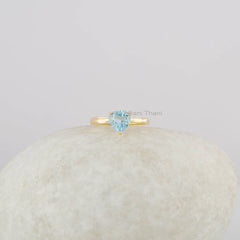 Gift for Valentine - Blue Topaz Ring - 925 Silver Gold Plated Prong Ring - Gemstone Ring for Wedding Gift - Gift for Her - Birthstone Ring