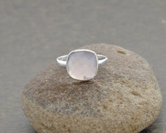Pink Chalcedony Ring - Solid 925 Sterling Silver Ring for Women - Cushion Gemstone Ring- Christmas Gift Ring - Statement Ring - Gift for Her