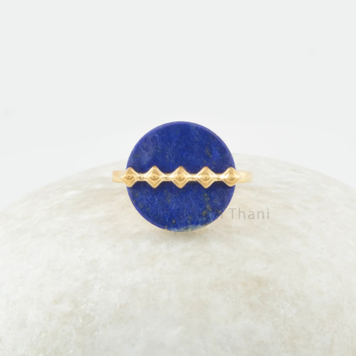 Lapis Lazuli Ring - Handcrafted Flat Round Shape Pure Silver Ring - Trendy Jewelry - Gift For Bride - Silver Jewelry For New Mom