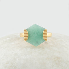 Chrysoprase 12x14mm Flat Hexagon Gemstone Handcrafted Silver Ring - Prong Set Ring - Party Jewelry - Gift For Bride - Jewelry For Graduation