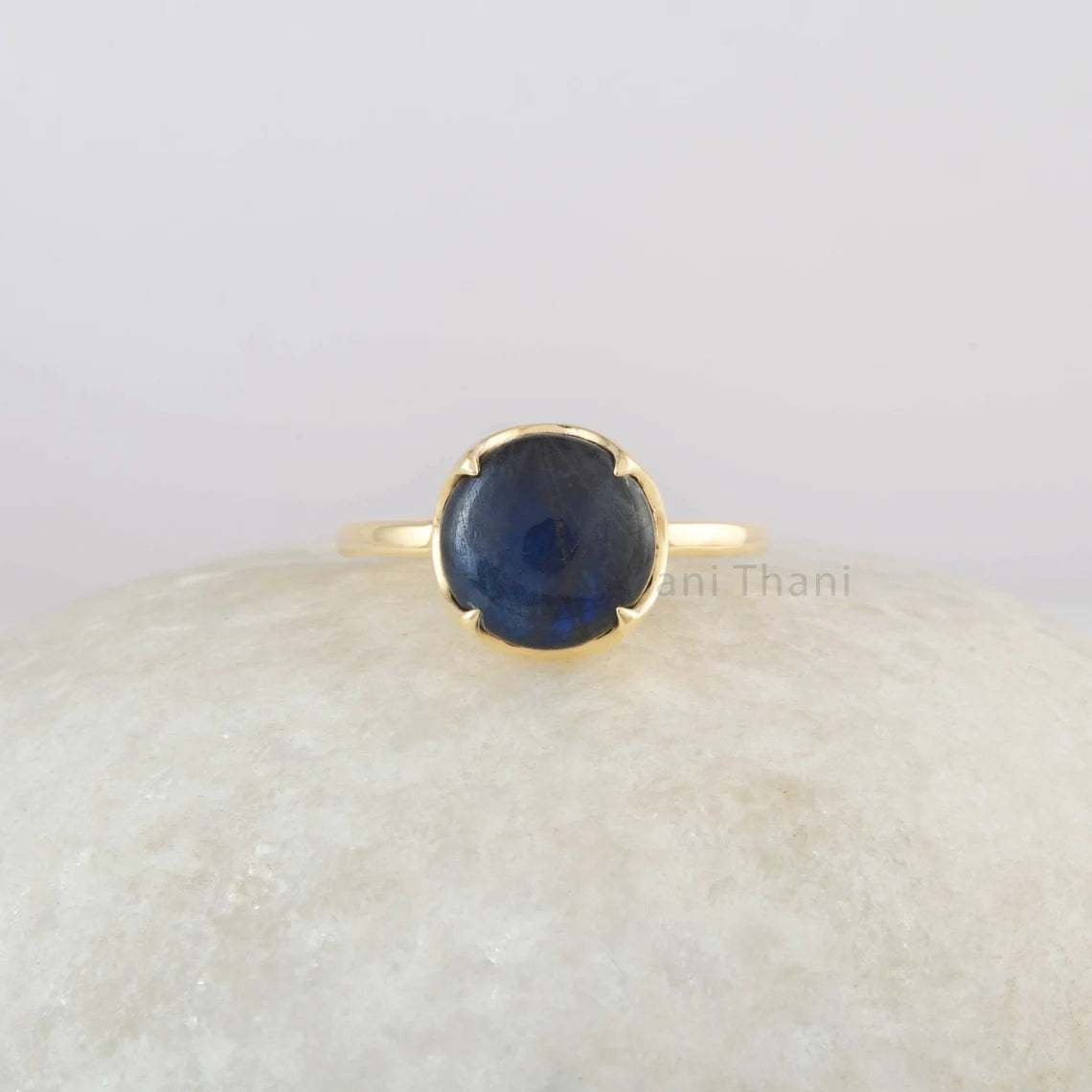 Labradorite Ring - Sterling Silver Jewelry - 10mm Gemstone Rings - Gold Plated Rings - Anniversary Gift Ring for Wife - Trendy Jewelry