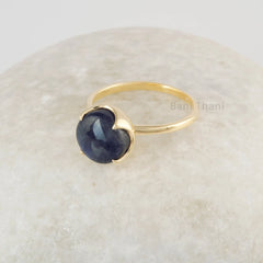 Labradorite Ring - Sterling Silver Jewelry - 10mm Gemstone Rings - Gold Plated Rings - Anniversary Gift Ring for Wife - Trendy Jewelry