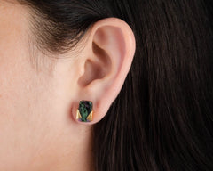 Beautiful Ruby zoisite 8x13 Cushion Flat Gemstone Silver Earrings - 18k gold Plating - Perfect Earrings For Girls - Gift For Love - Handmade