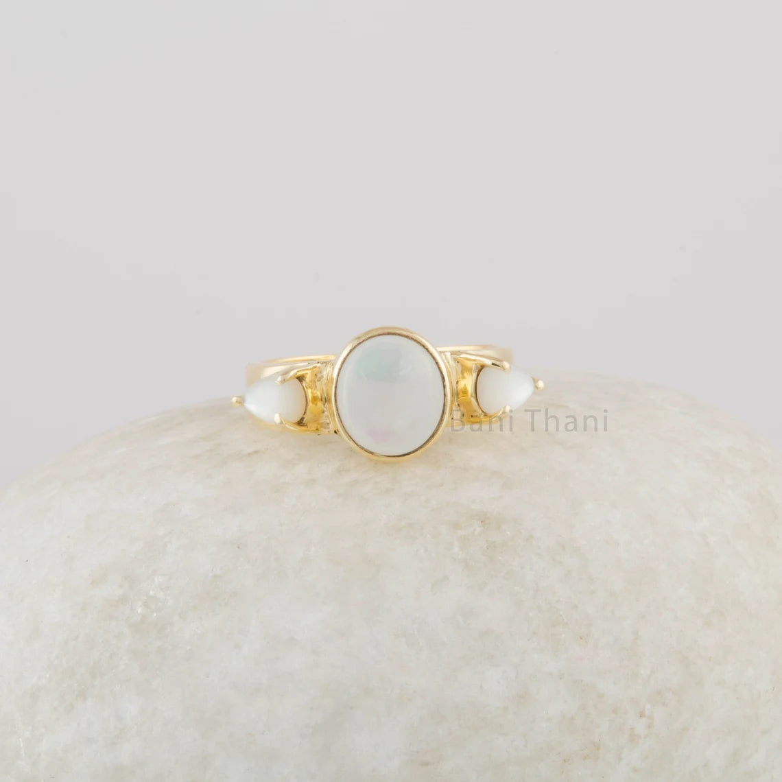 Pearl Gemstone Ring - Gold Plated Silver Ring - Mother Of Pearl Multistone Ring - Jewelry Wholesaler- Christmas Gift For Women