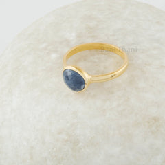 Blue Sapphire Ring - Solid 925 Sterling Silver Cushion Ring - Sapphire Gemstone Silver Ring Gold Plated - Handmade Ring - Jewelry for Girls