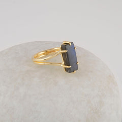 Labradorite Ring - Sterling Silver Jewelry - Rectangle Gemstone Rings - Gold Plated Rings - Anniversary Gift Ring for Wife - Trendy Jewelry