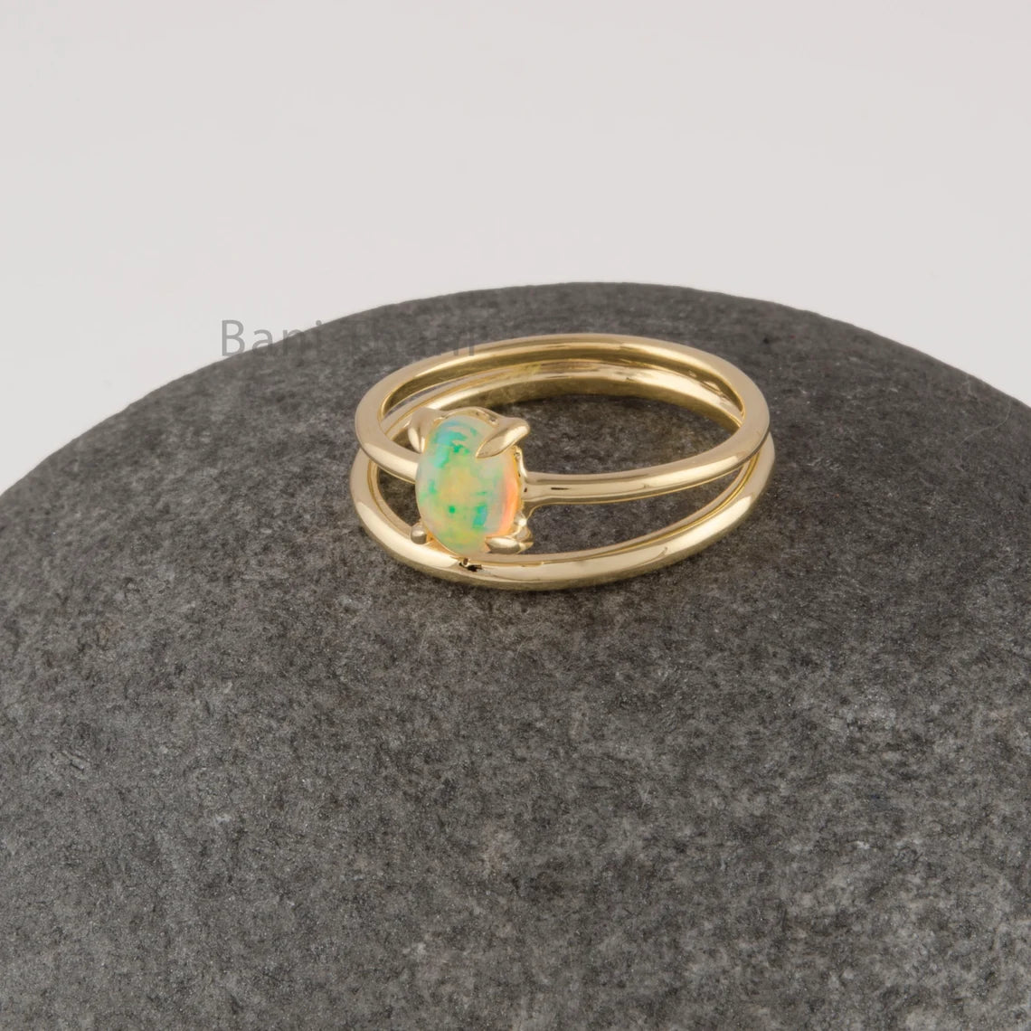 October Birthstone Ring - Natural Ethiopian Opal Ring - Sterling Silver Oval Gemstone Ring - 18k Gold Prong Ring - Engagement Rings For Her