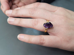 Amethyst Gemstone Ring, Equiangular Hexagon Silver Ring, Gold Plated 925 Sterling Silver Ring, Statement Ring For Women