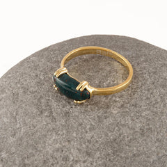 Bloodstone Ring, 13x5mm Long Oval Shape Double Prong Gemstone Ring, Minimalist Curved Ring, Gold Plated 925 Sterling Silver Rings, Handmade Jewelry